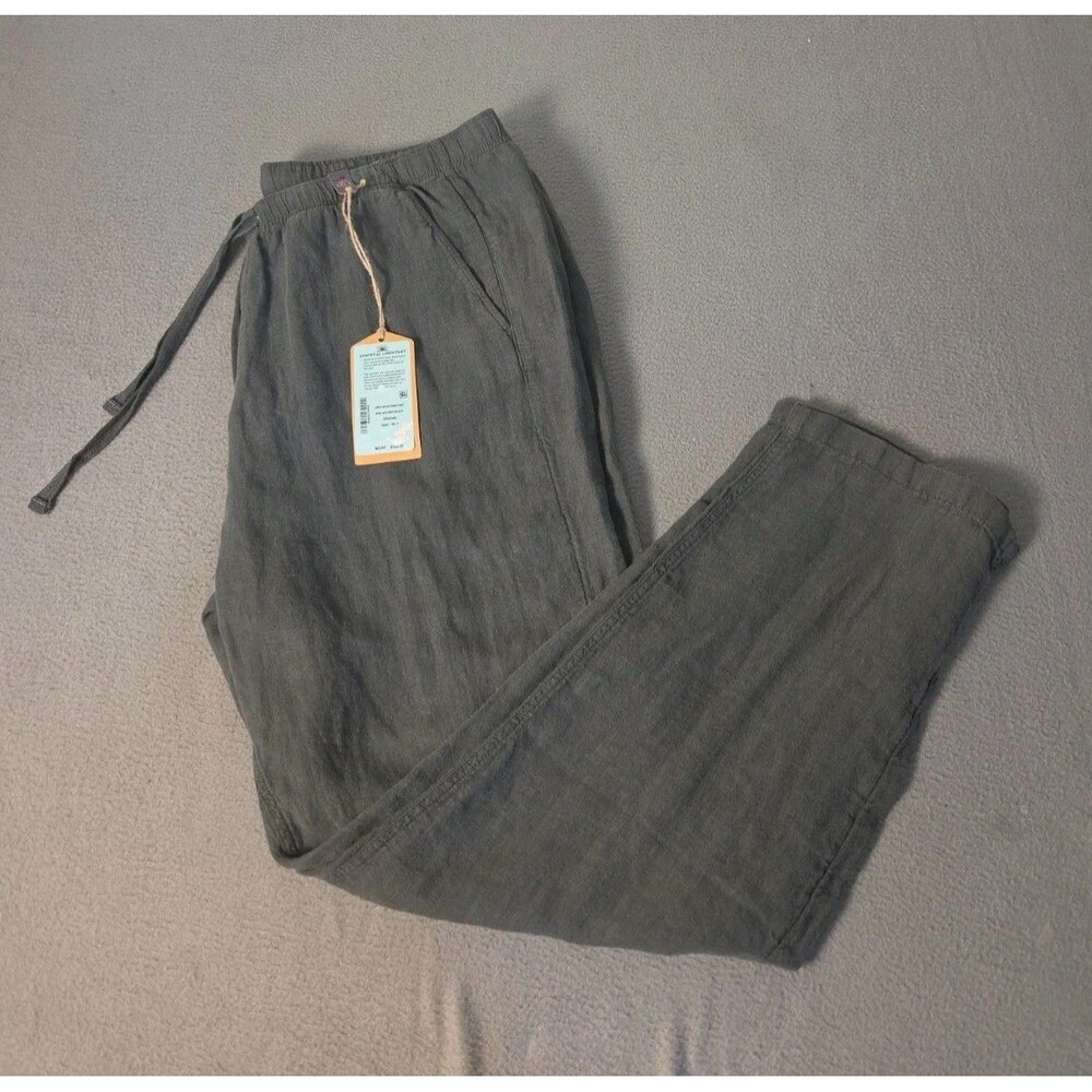 NWT Faherty Mens 100% Linen Drawstring Pants Washed Black NWT $168 Size 1XLT